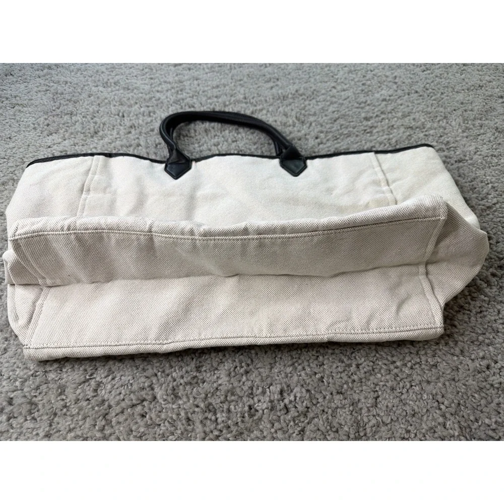 Victoria's Secret Canvas Tote Bag Black White Logo Large Beach Travel Bag